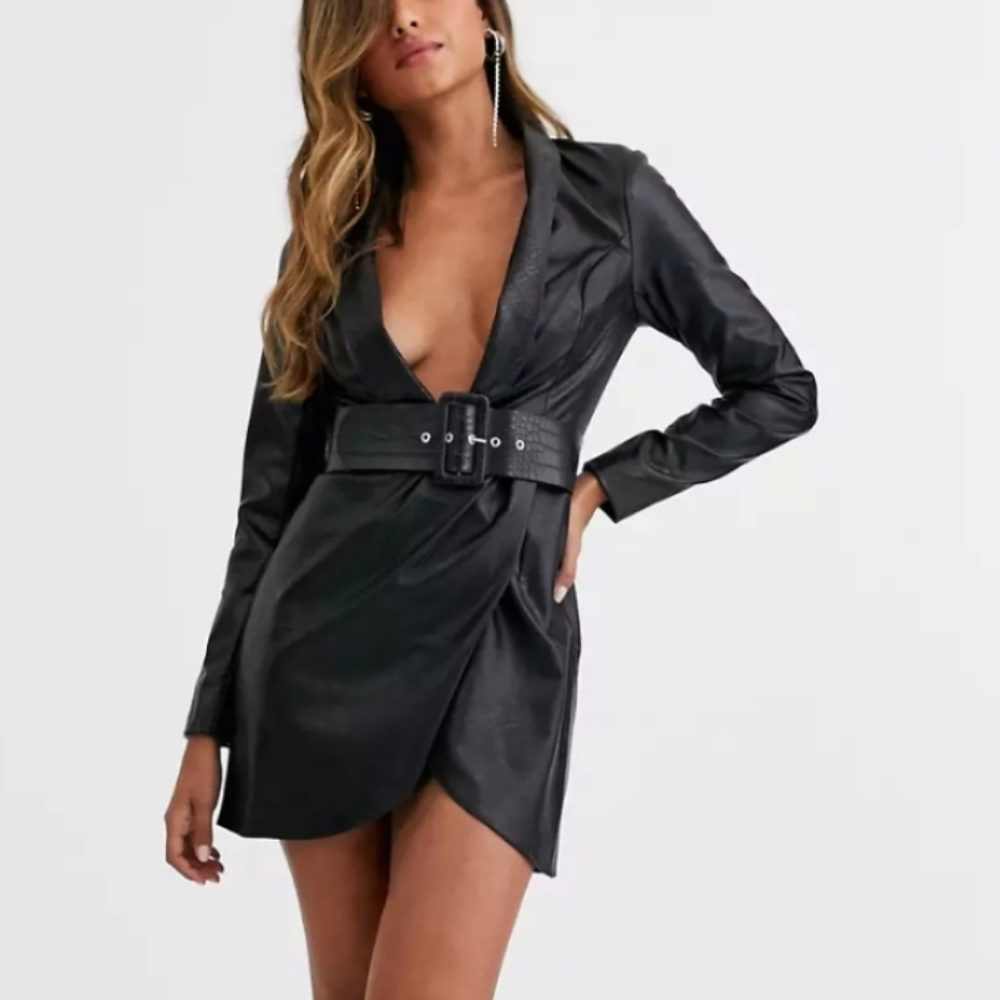 Black leather dress